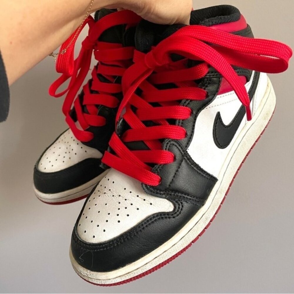 🛑 Air Jordan 1 Mid GS White / Gym Red / Black Sneakers - 6-6.5US (2023) - Picture 3 of 12